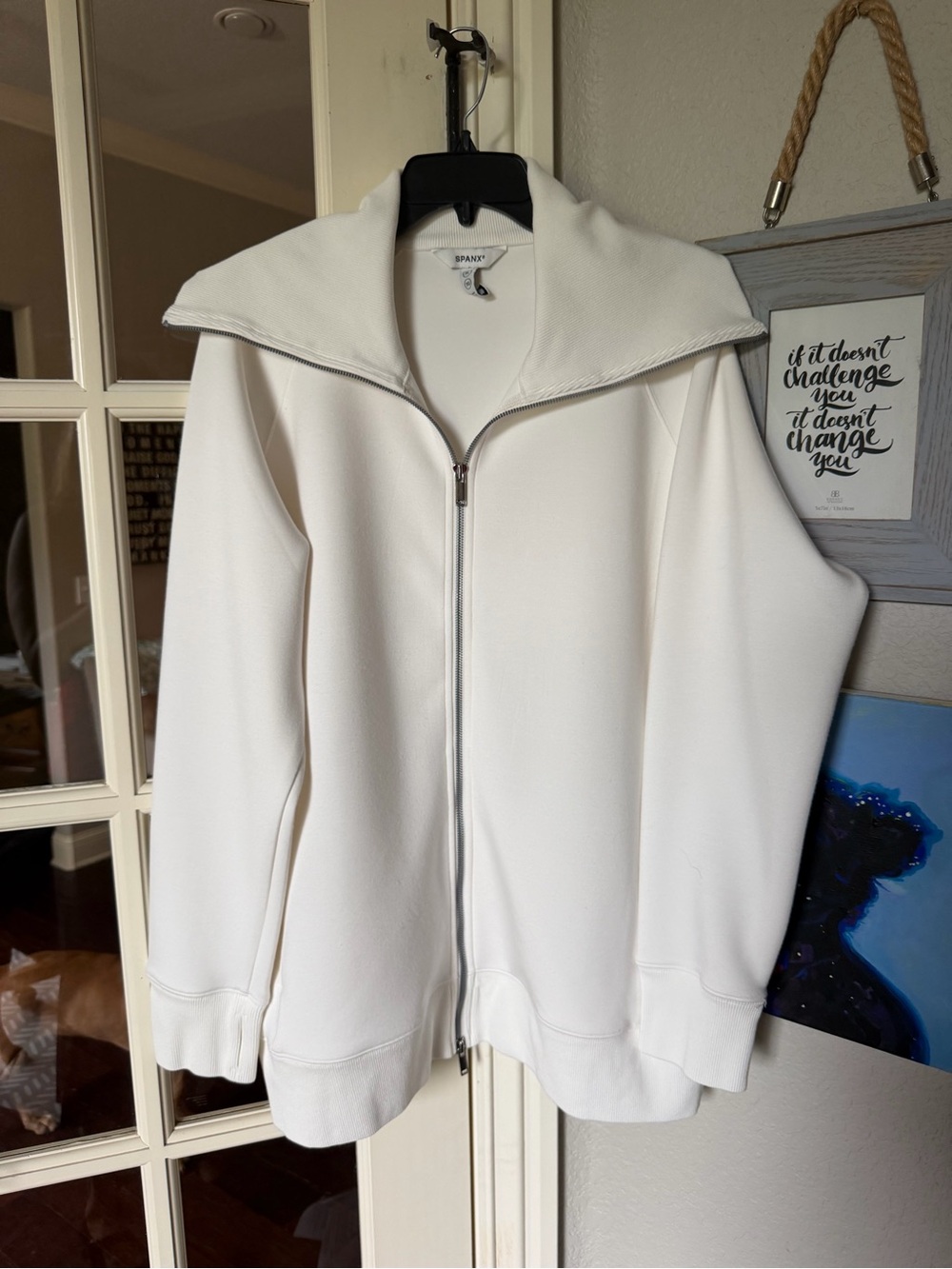 SPANX Full Zip Oversized Jacket Sweatshirt White XL Women’s